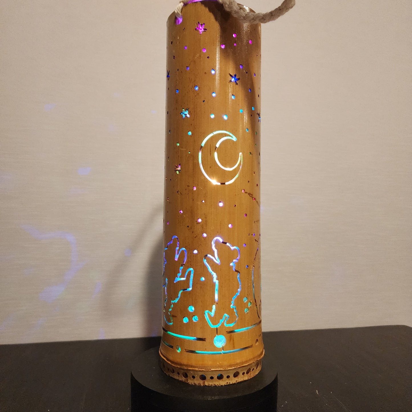 13" Bamboo Lantern Starry Night Design - Signature LED effects