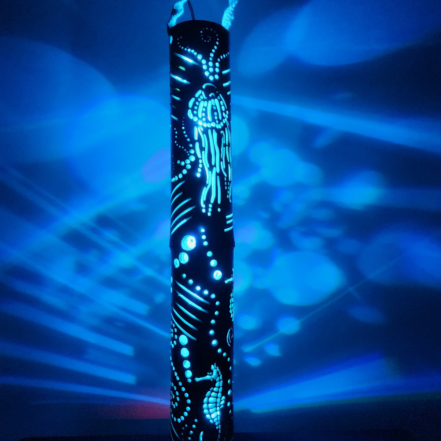 24" Bamboo Lantern - Seahorse/Jellyfish