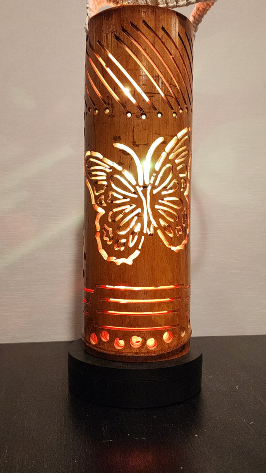 13" Bamboo Lantern Butterfly Design