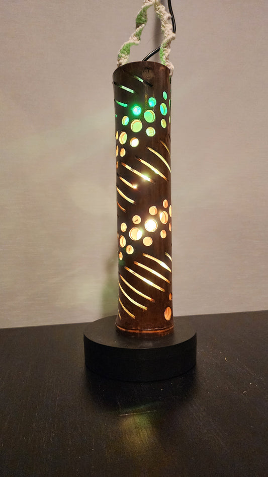 12" Lantern Classic Design black bamboo - Signature LED effects